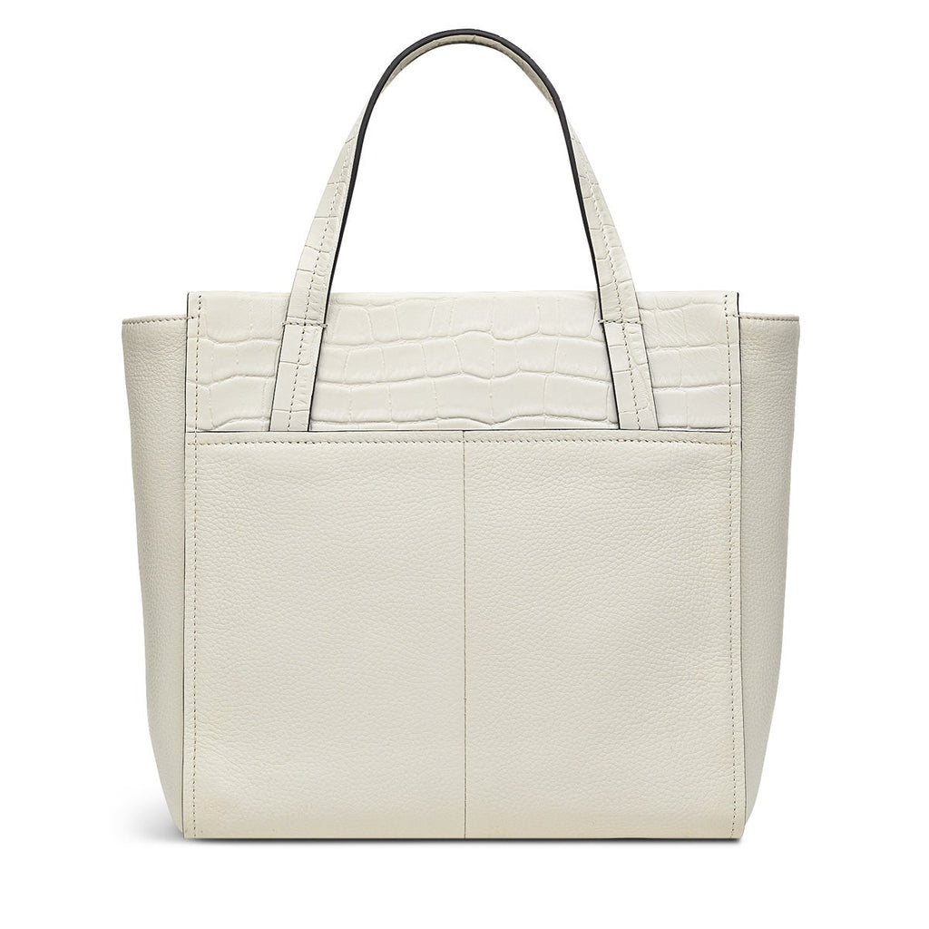 Downtown Leather Small Ziptop Satchel Bag in Chalk - H9455109