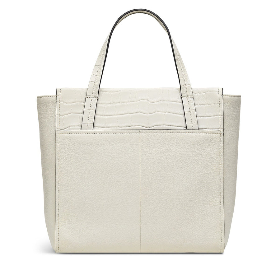 Downtown Leather Small Ziptop Satchel Bag in Chalk - H9455109