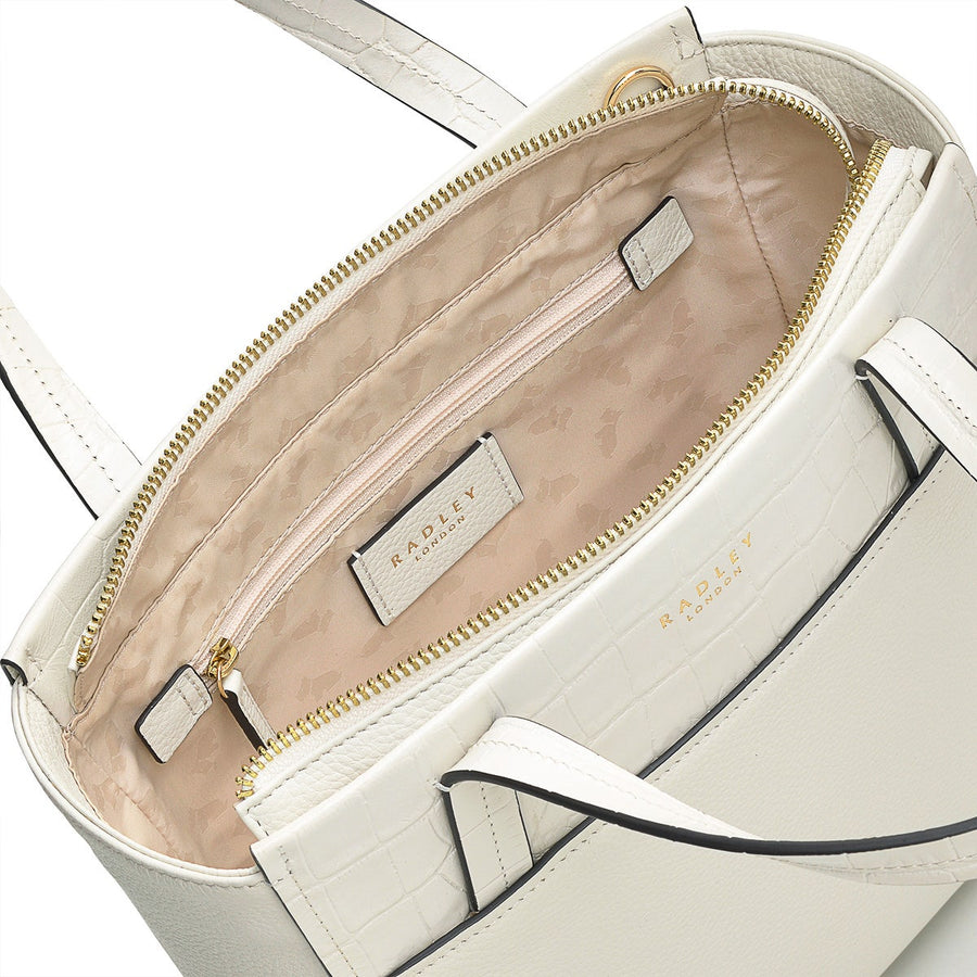 Downtown Leather Small Ziptop Satchel Bag in Chalk - H9455109