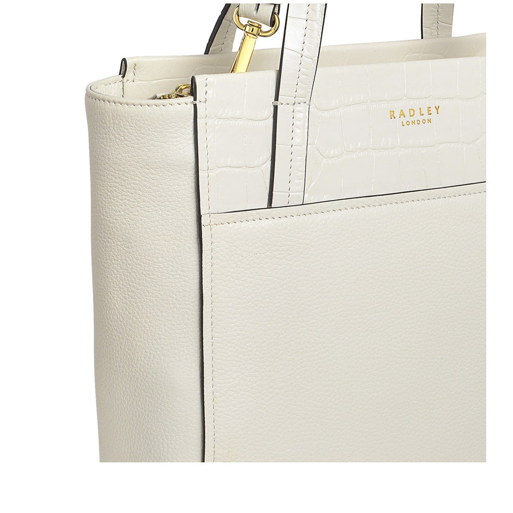 Downtown Leather Small Ziptop Satchel Bag in Chalk - H9455109