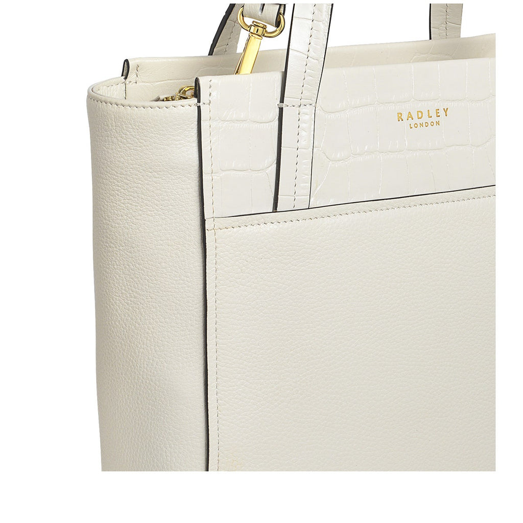 Downtown Leather Small Ziptop Satchel Bag in Chalk - H9455109