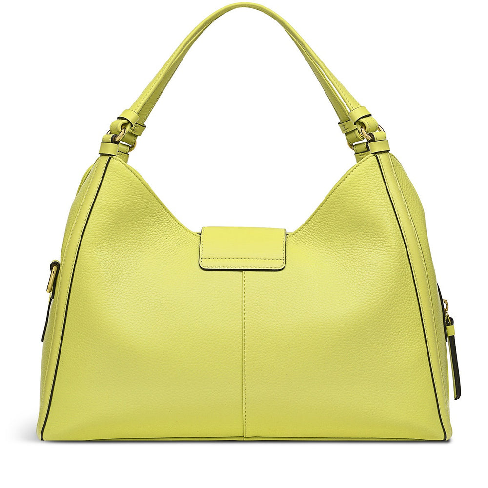 Longacre Leather Medium Ziptop Satchel Bag in Celery - H9464337