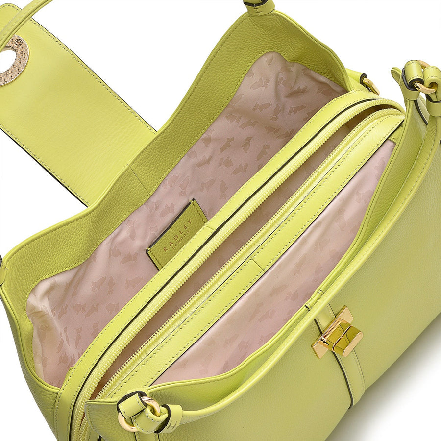 Longacre Leather Medium Ziptop Satchel Bag in Celery - H9464337