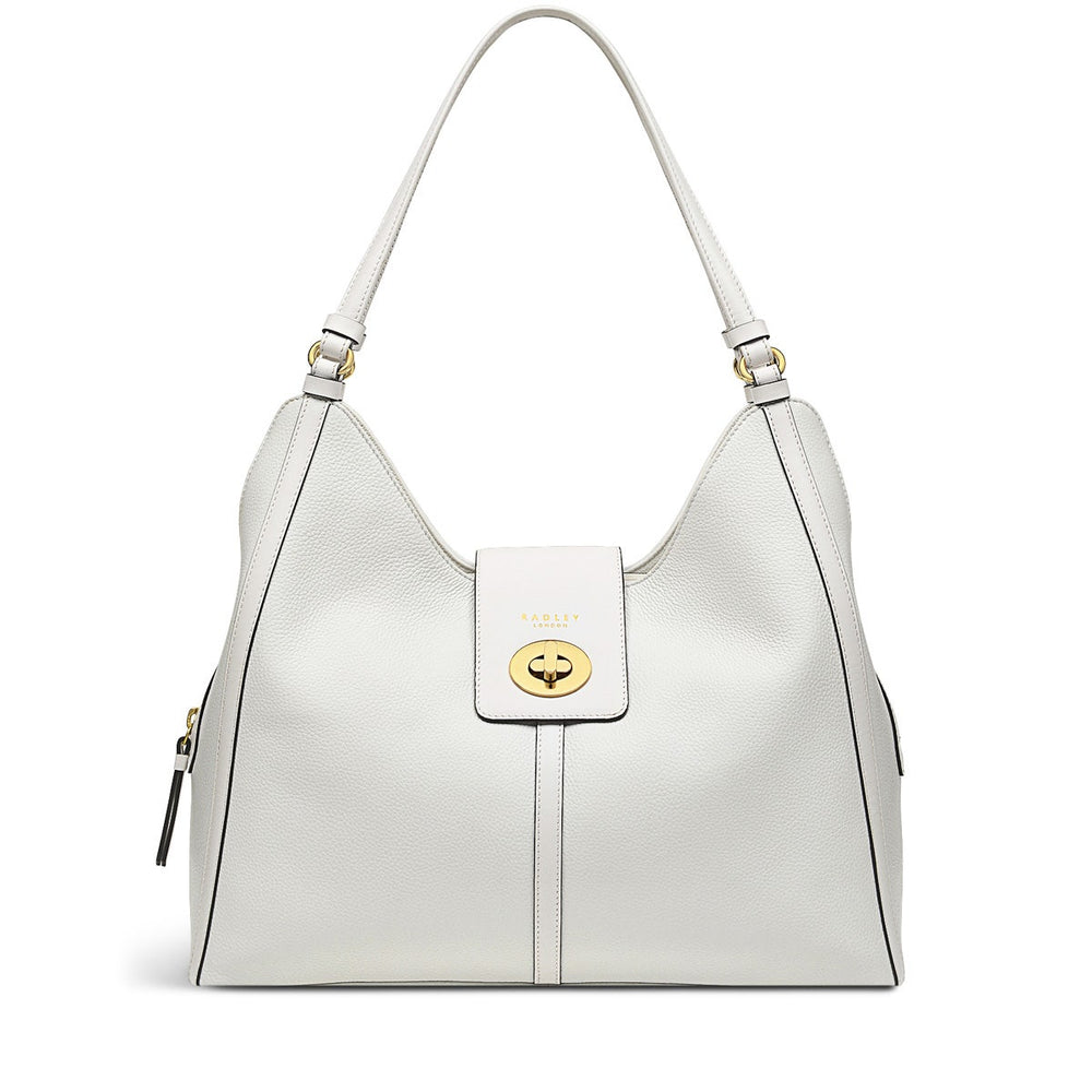 Longacre Leather Medium Ziptop Shoulder Bag in Bright White - H9465100