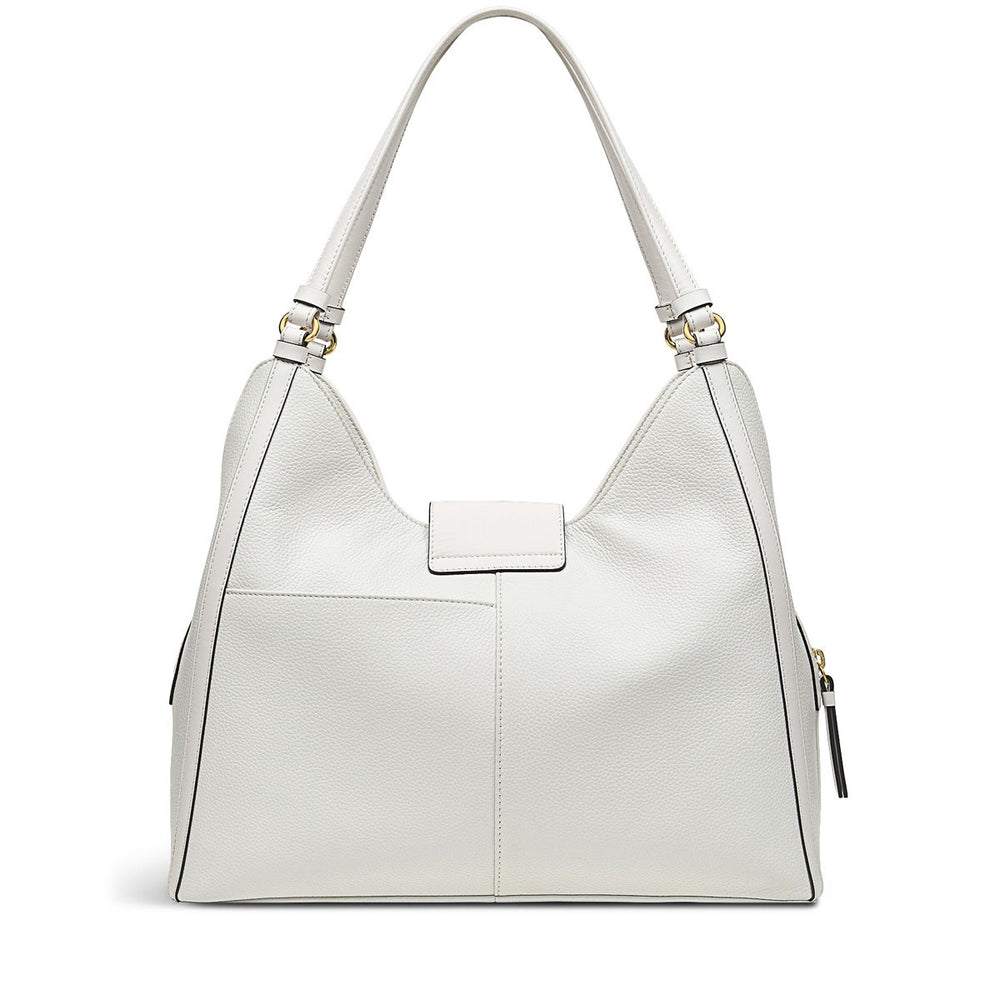 Longacre Leather Medium Ziptop Shoulder Bag in Bright White - H9465100