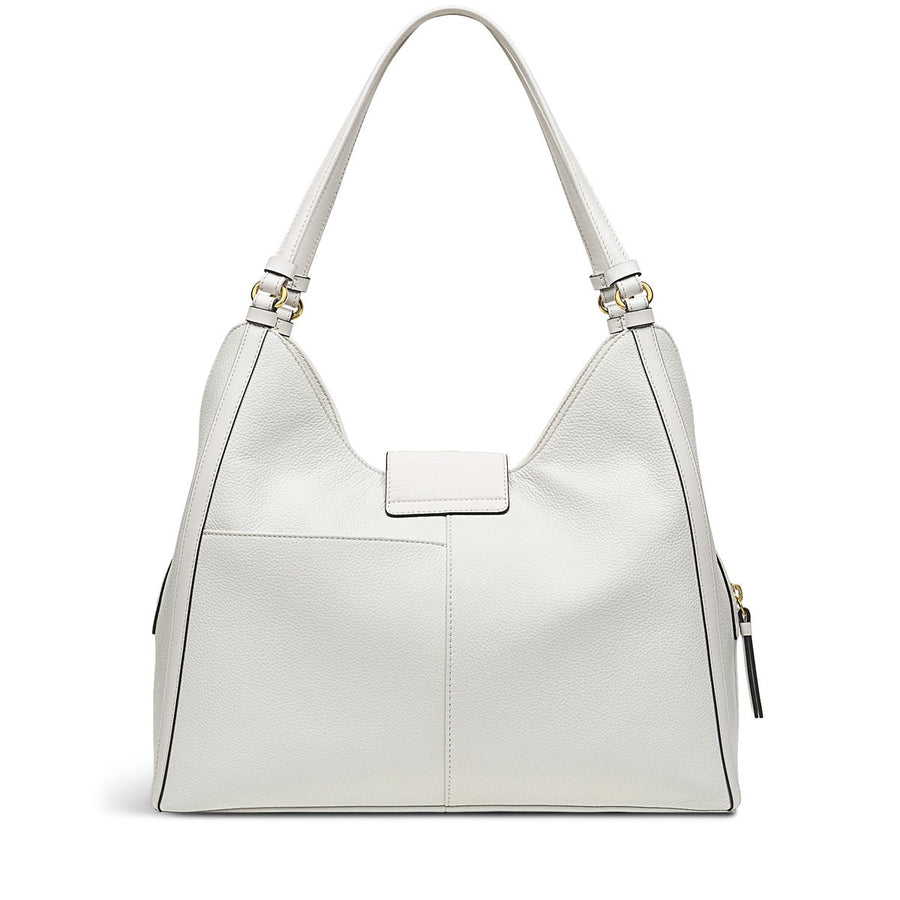Longacre Leather Medium Ziptop Shoulder Bag in Bright White - H9465100