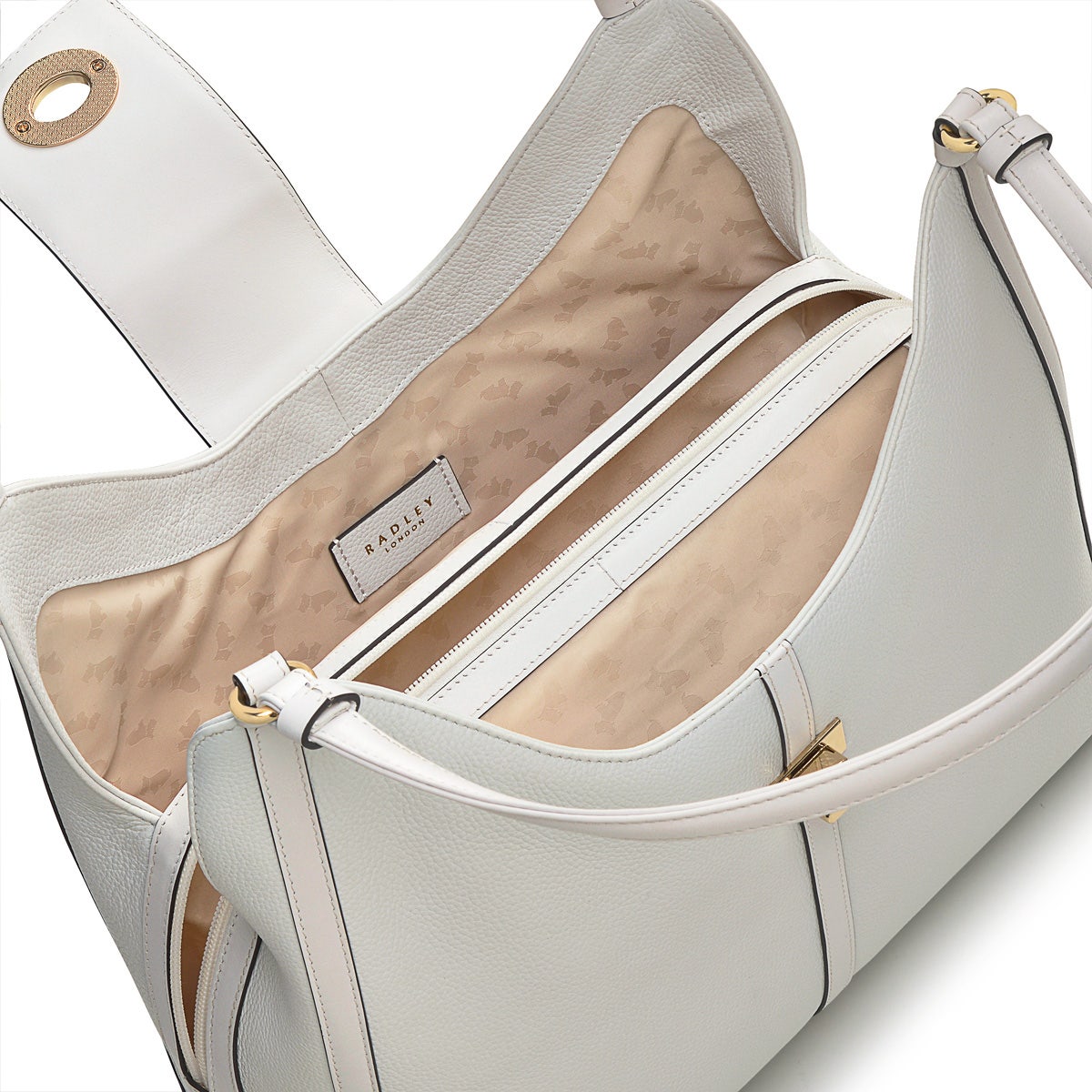 Longacre Leather Medium Ziptop Shoulder Bag in Bright White - H9465100