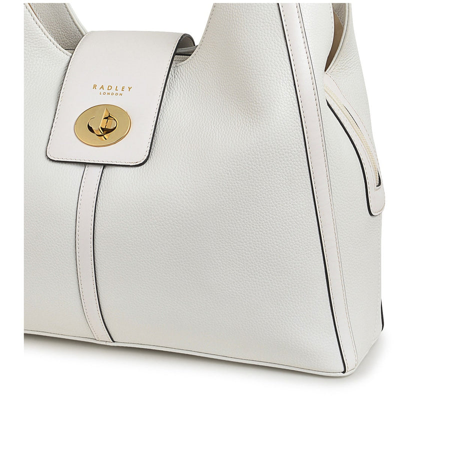 Longacre Leather Medium Ziptop Shoulder Bag in Bright White - H9465100