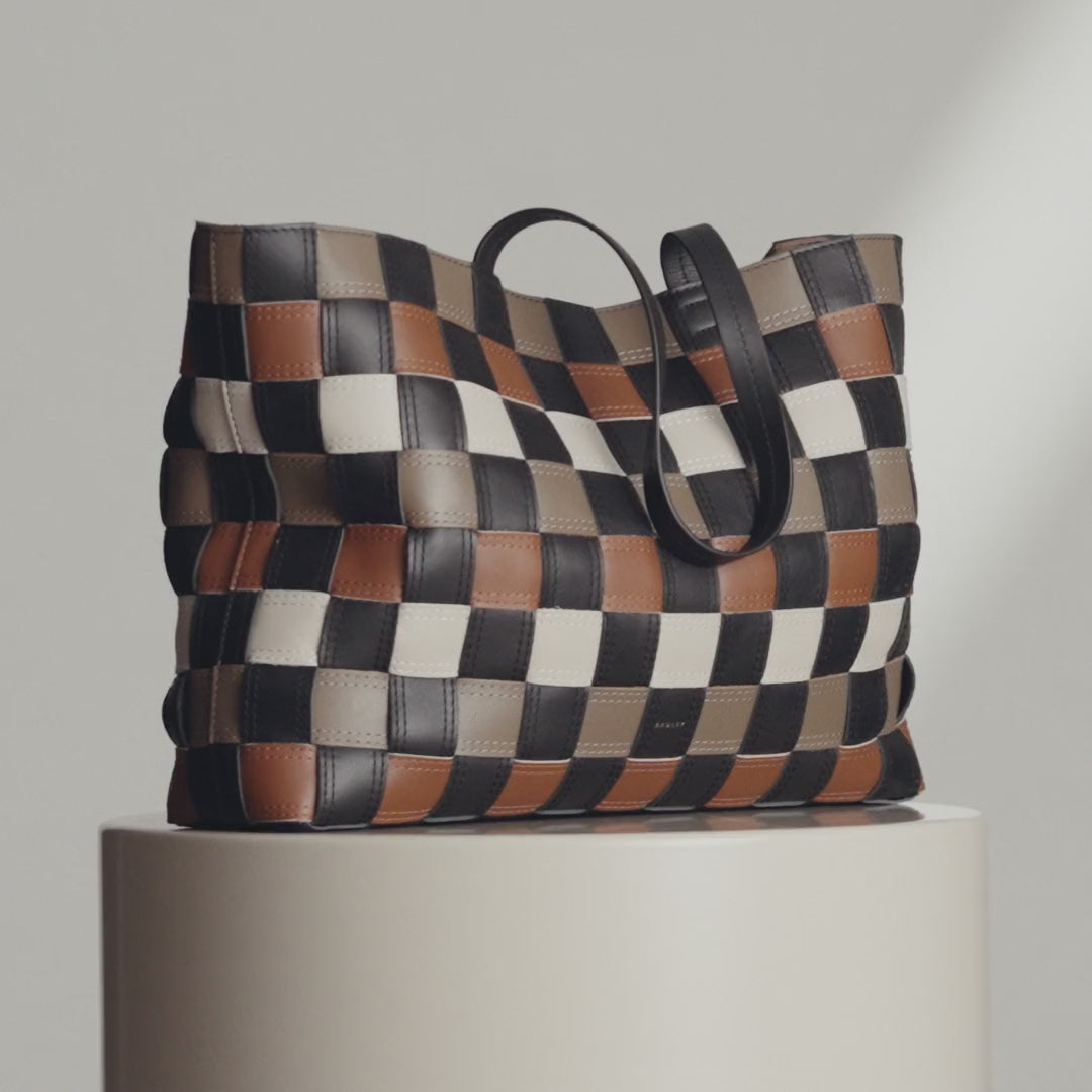 The Abbey - Patchwork Extra Large Open Top Tote Black - 113093