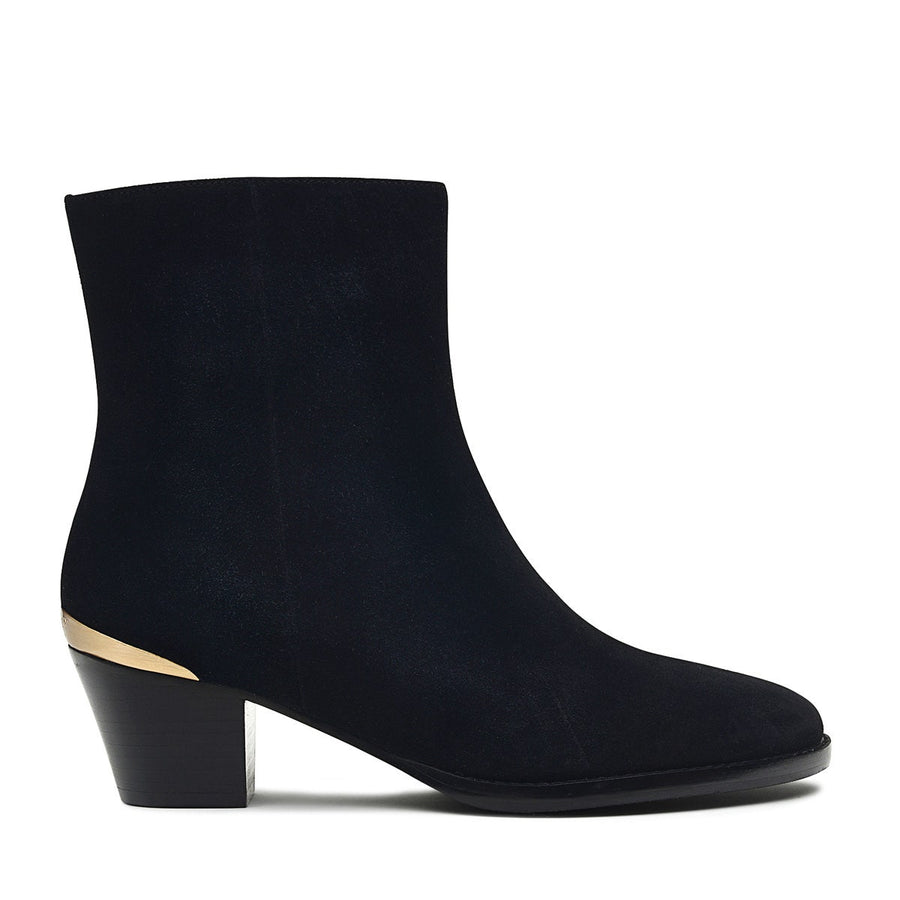 ROSETTE ROW WESTERN MID HEEL BLACK
