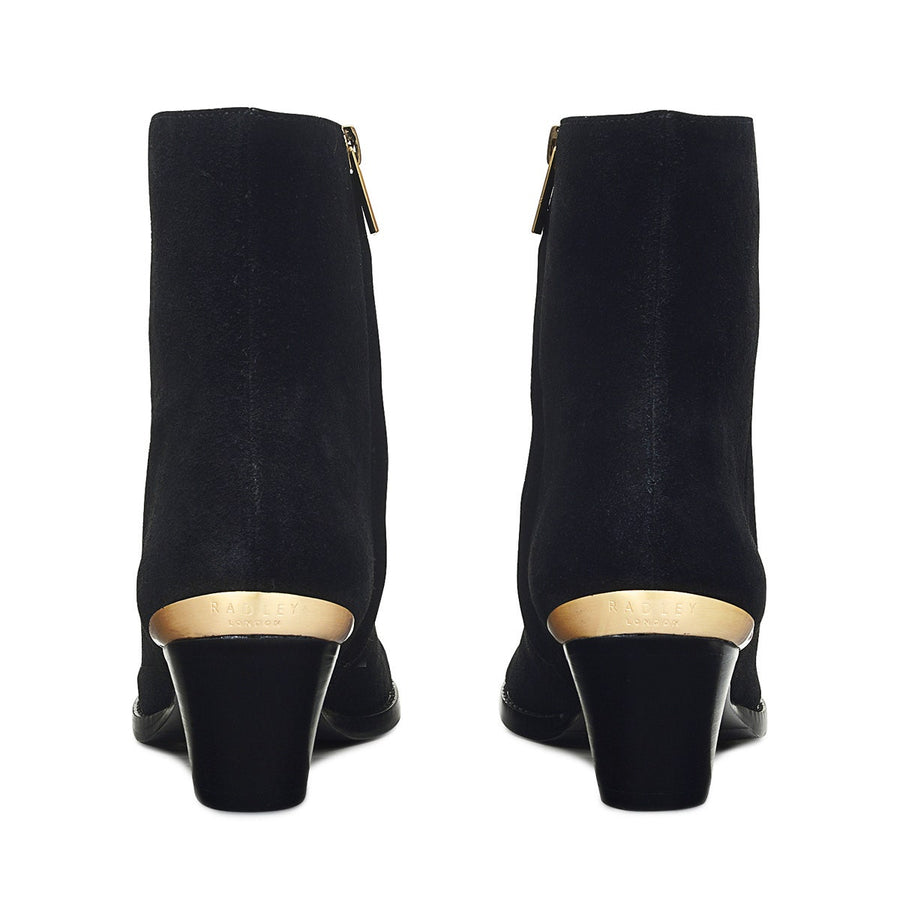 ROSETTE ROW WESTERN MID HEEL BLACK