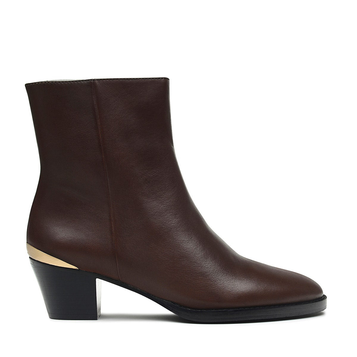 ROSETTE ROW WESTERN MID HEEL DARK BROWN