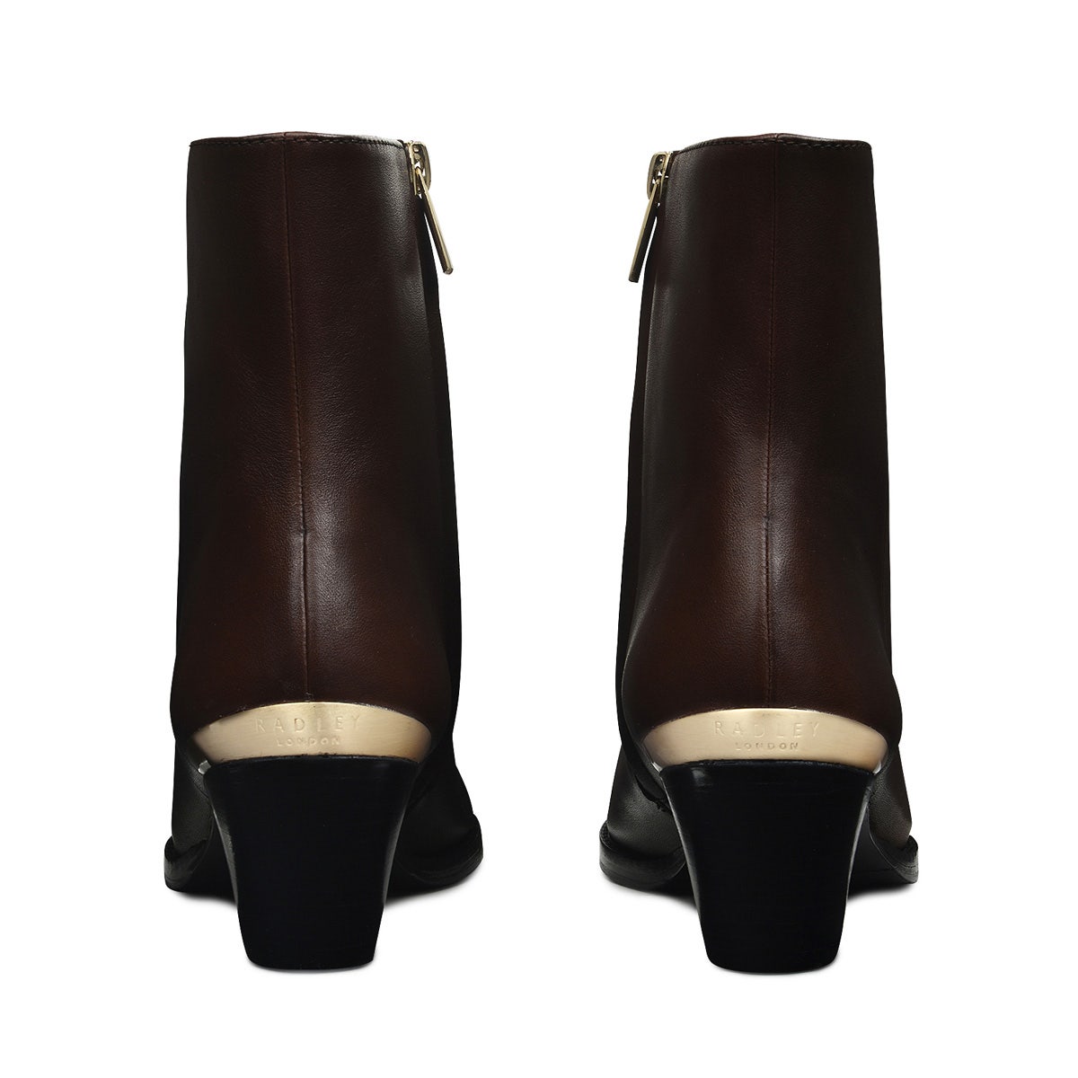 ROSETTE ROW WESTERN MID HEEL DARK BROWN