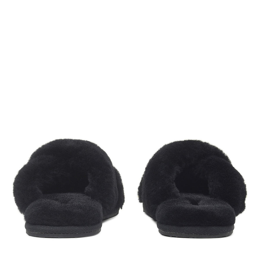 CUBA STREET SHEARLIN CROSSOVER SHEARLING MULE BLACK