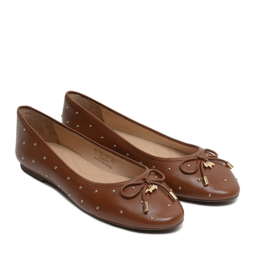 FLOWER-STUD STUD BALLET TAN