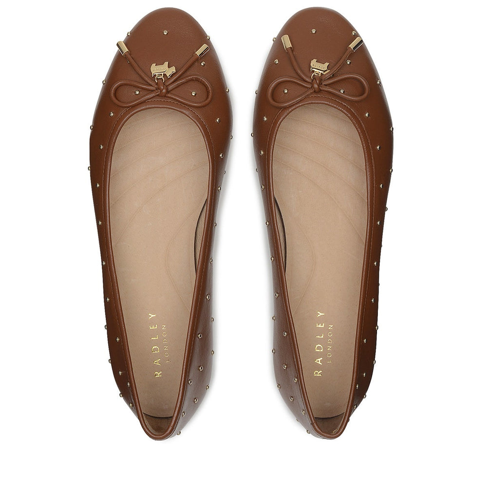 FLOWER-STUD STUD BALLET TAN