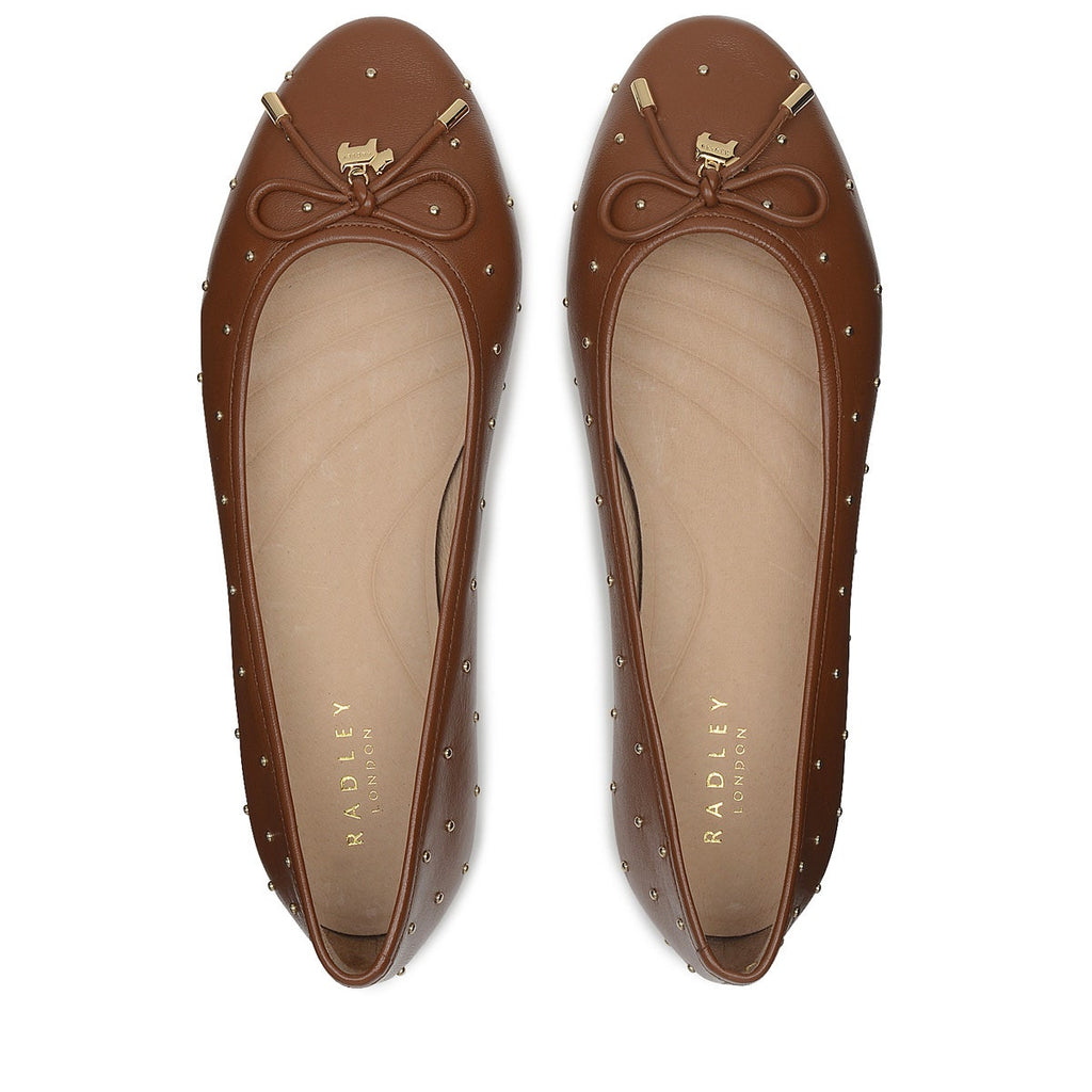 FLOWER-STUD STUD BALLET TAN