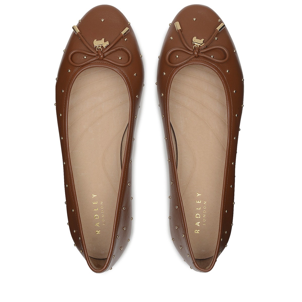 FLOWER-STUD STUD BALLET TAN