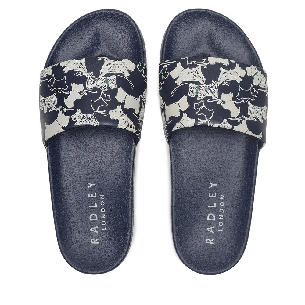 SCRATCHY DOG SLIDERS PRINTED SLIDERS NAVY