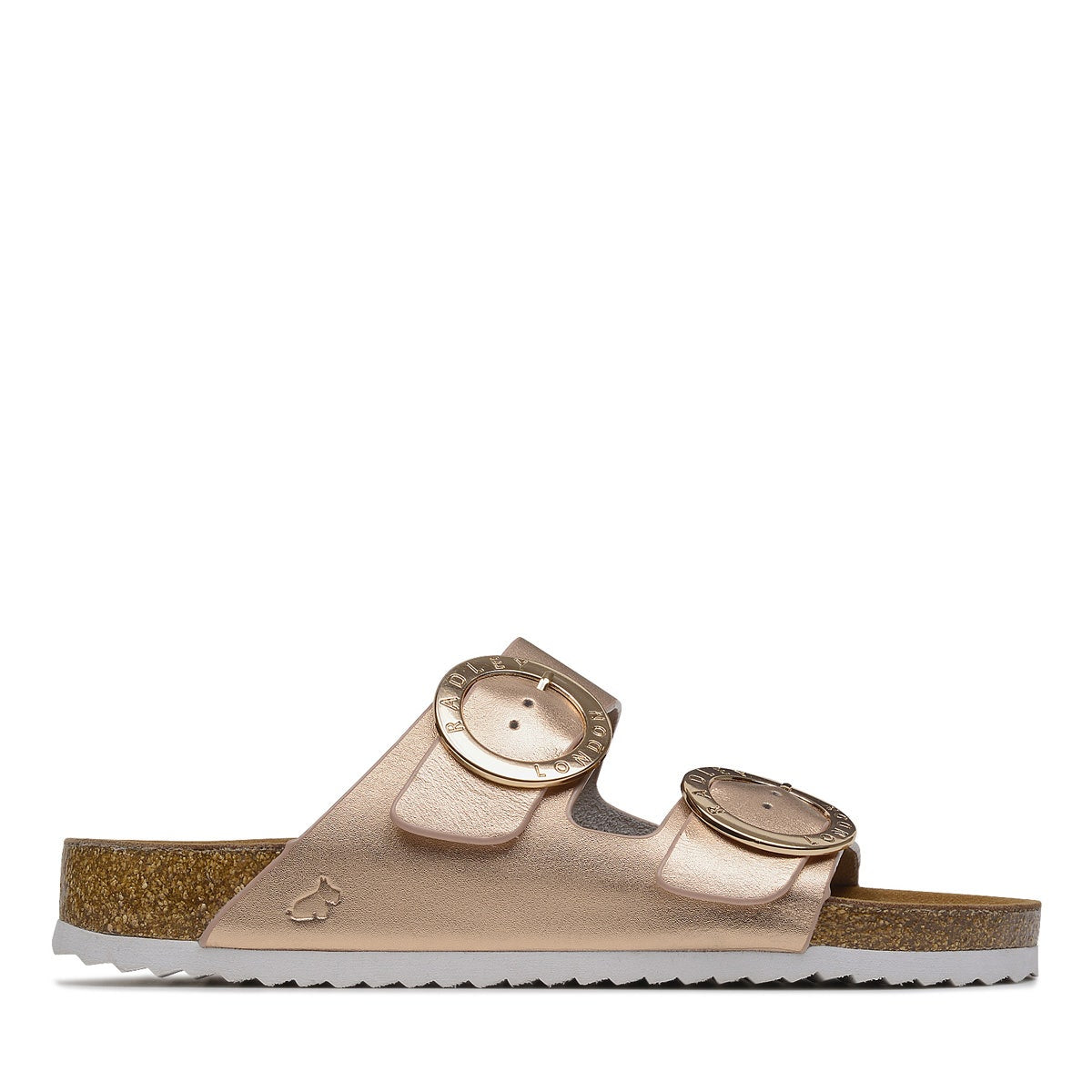 TAYMONT RISE TWO STRAP CORK SANDAL ROSE GOLD