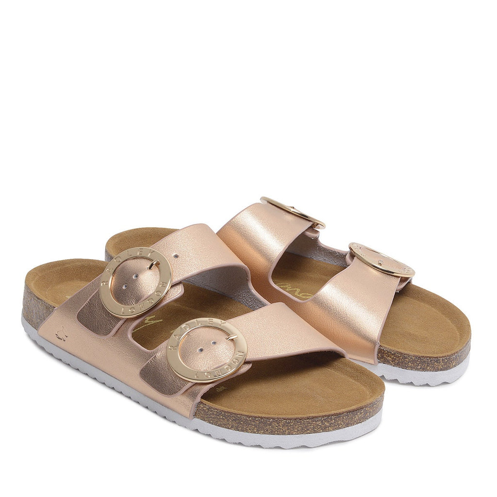 TAYMONT RISE TWO STRAP CORK SANDAL ROSE GOLD