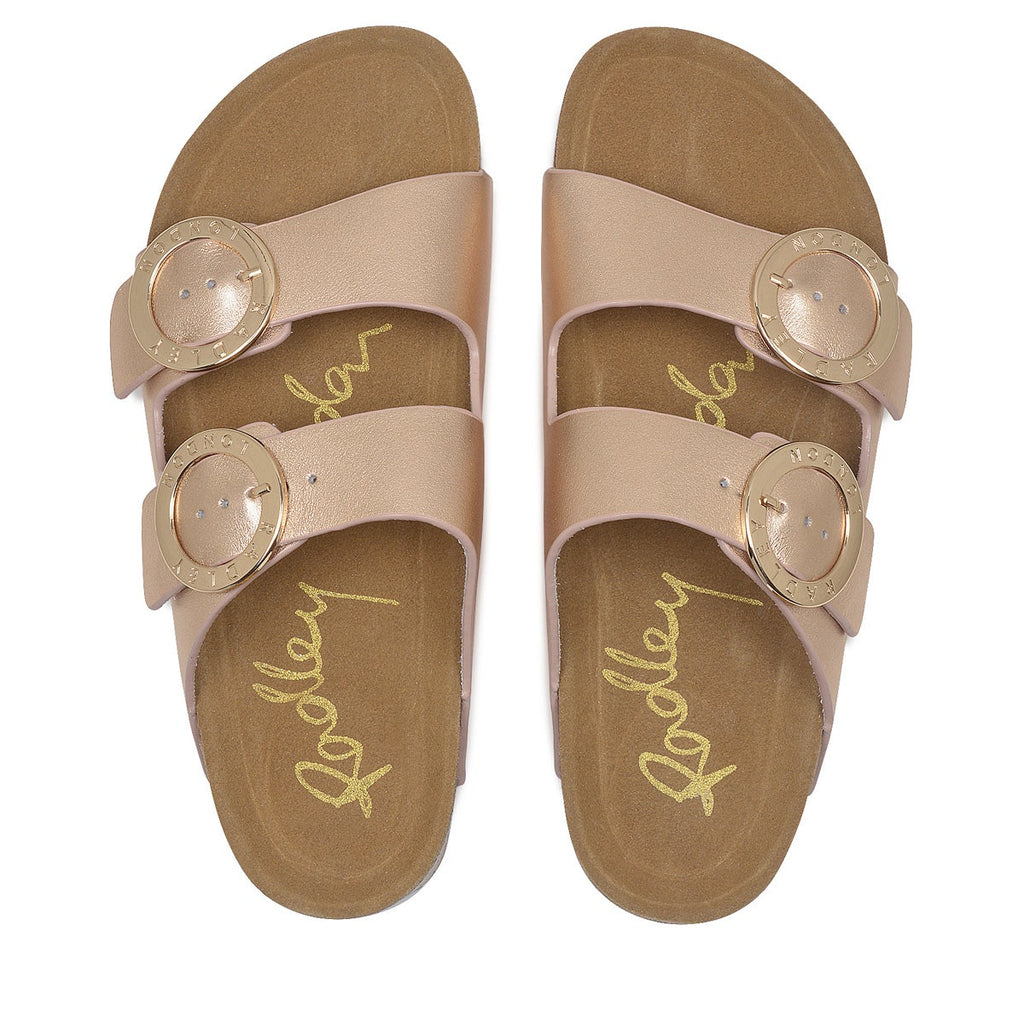 TAYMONT RISE TWO STRAP CORK SANDAL ROSE GOLD