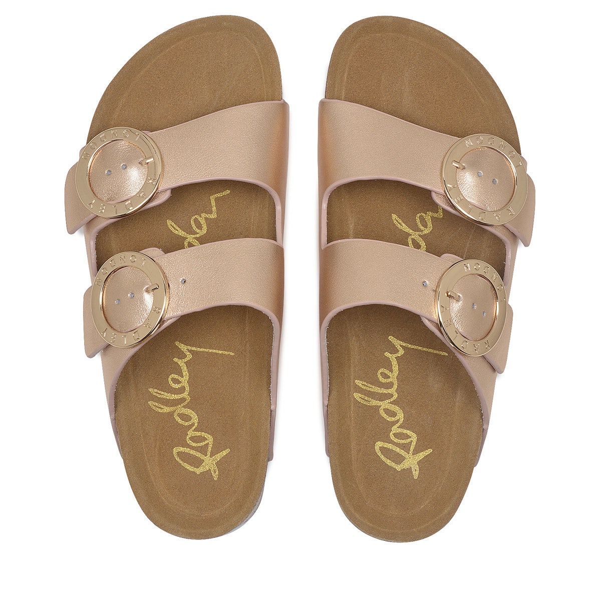 TAYMONT RISE TWO STRAP CORK SANDAL ROSE GOLD