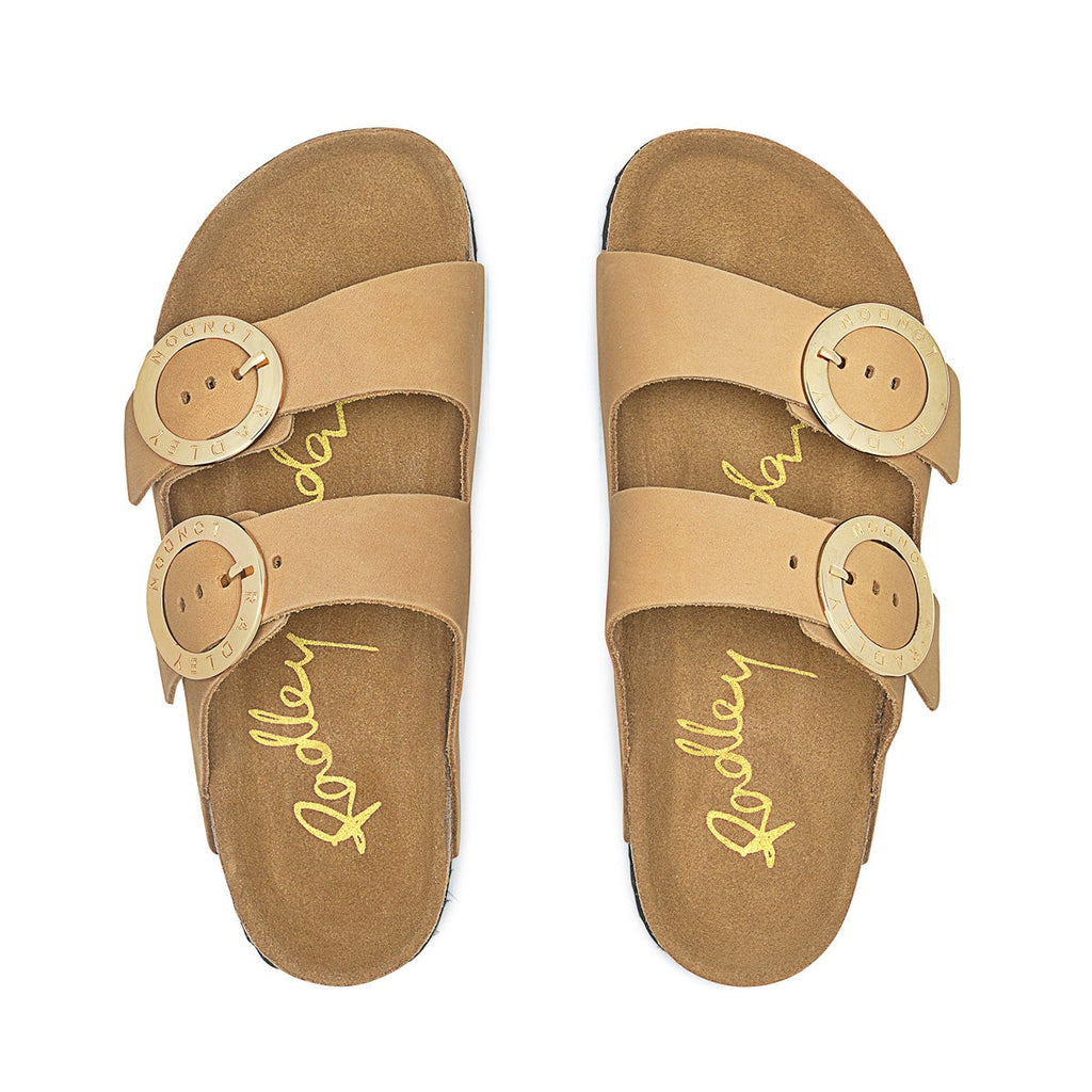 TAYMONT RISE DOUBLE BUCKLE FOOTBED MULE TAN