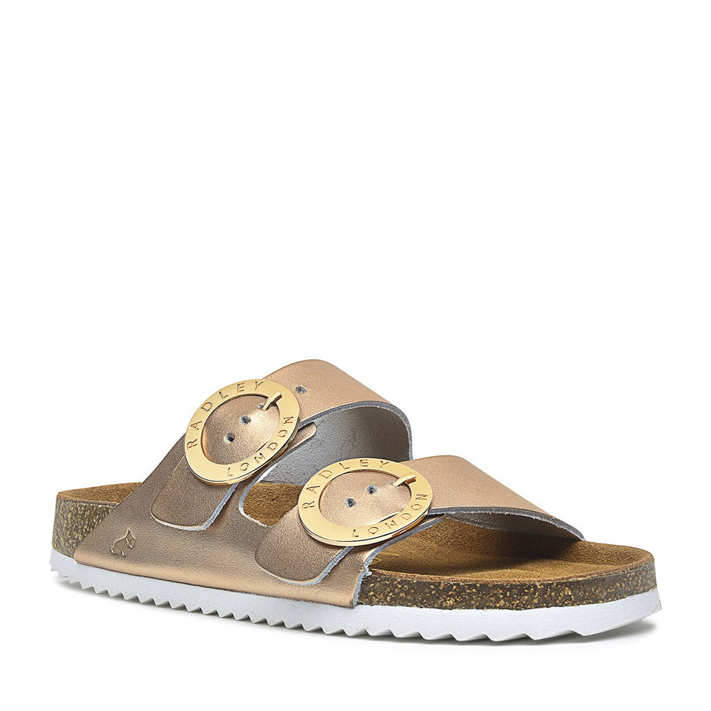 TAYMONT RISE DOUBLE BUCKLE FOOTBED MULE ROSE GOLD