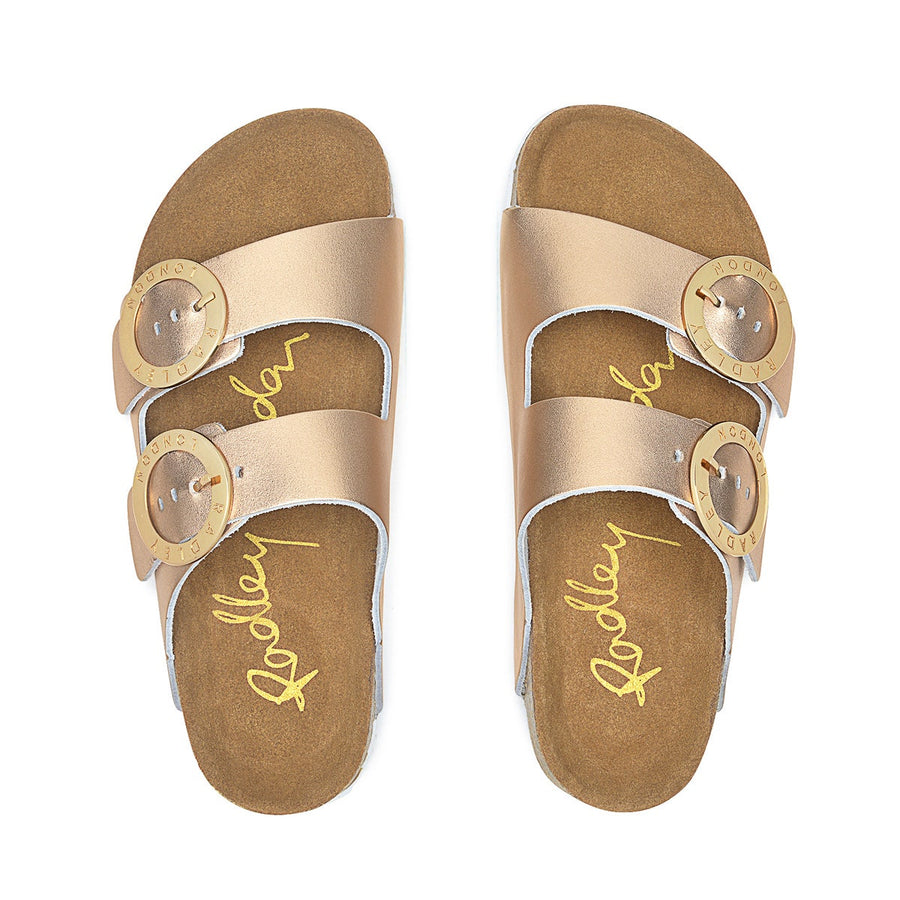 TAYMONT RISE DOUBLE BUCKLE FOOTBED MULE ROSE GOLD