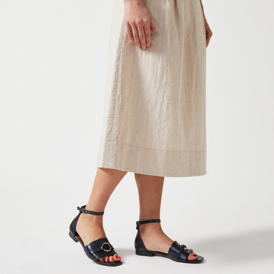 CARADOC CRESCENT CIRCULAR STRAP SANDAL INK