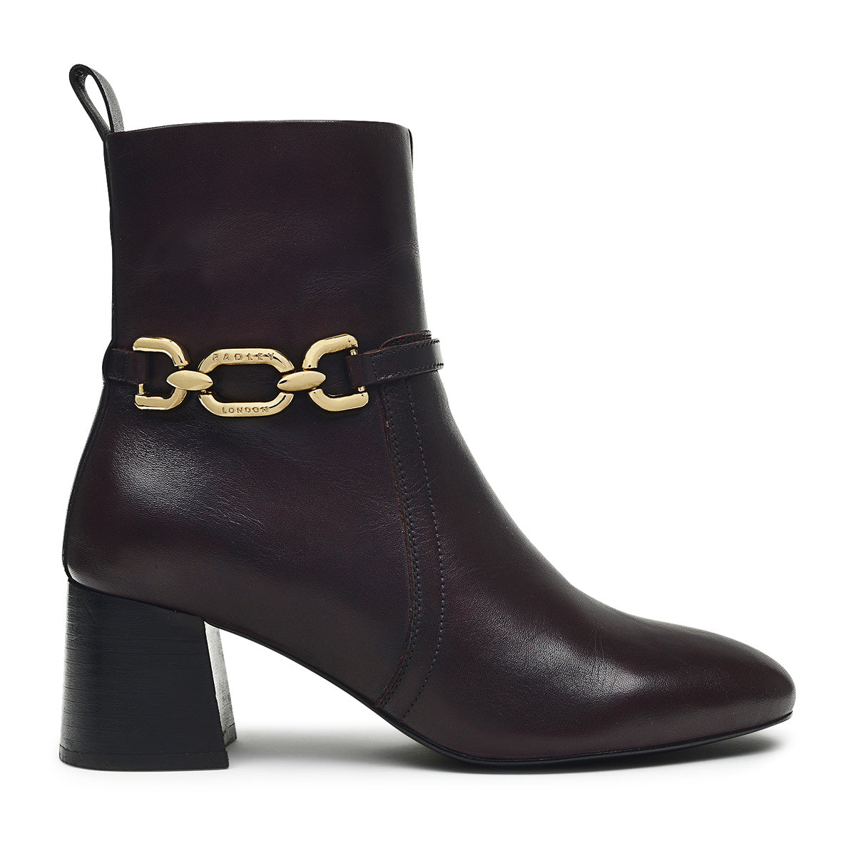 CAVENDISH CLOSE CHUNKY CHAIN ANKLE BOOT DARK CHERRY