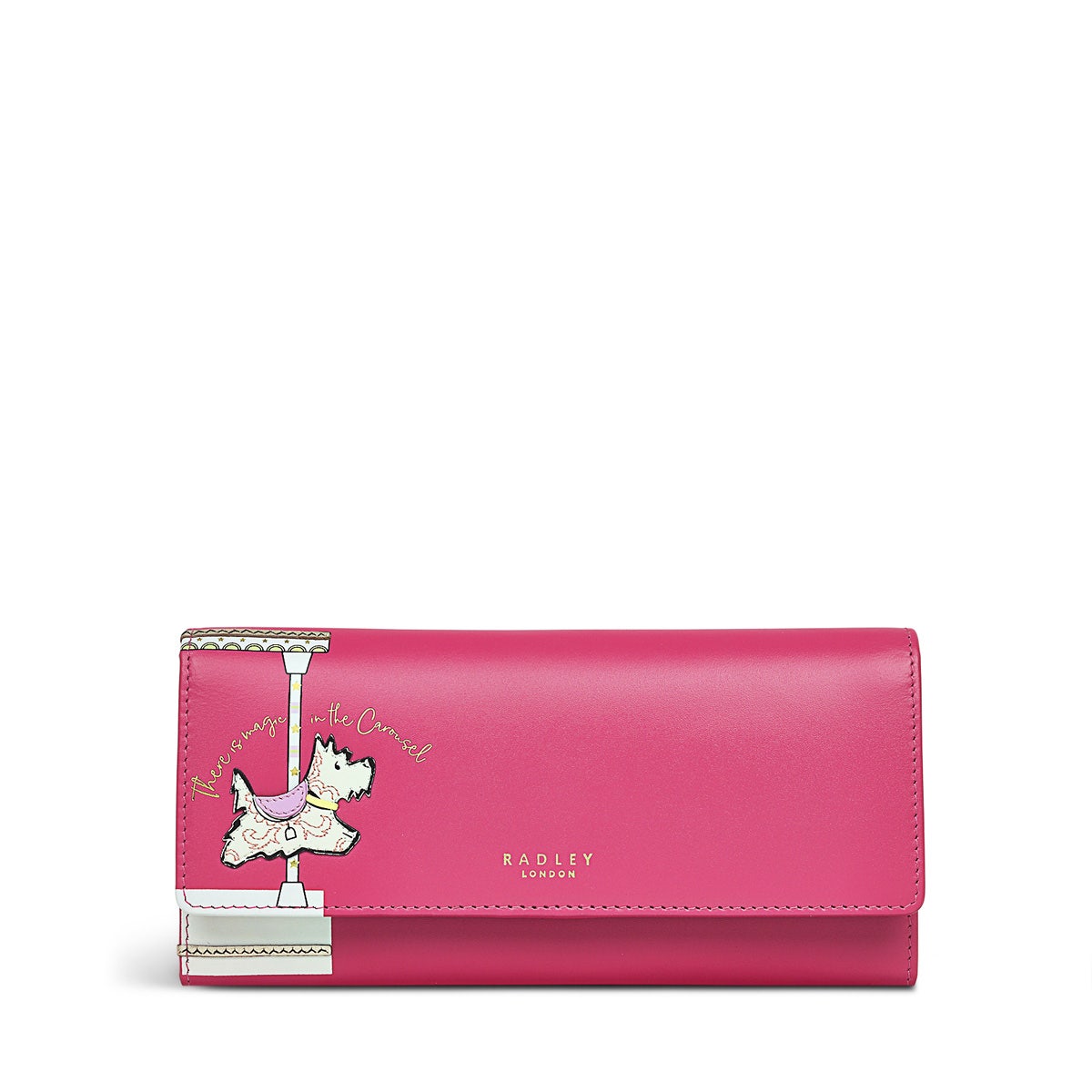 Magic Carousel Leather Large Flapover Wallet in Coulis - S1316673