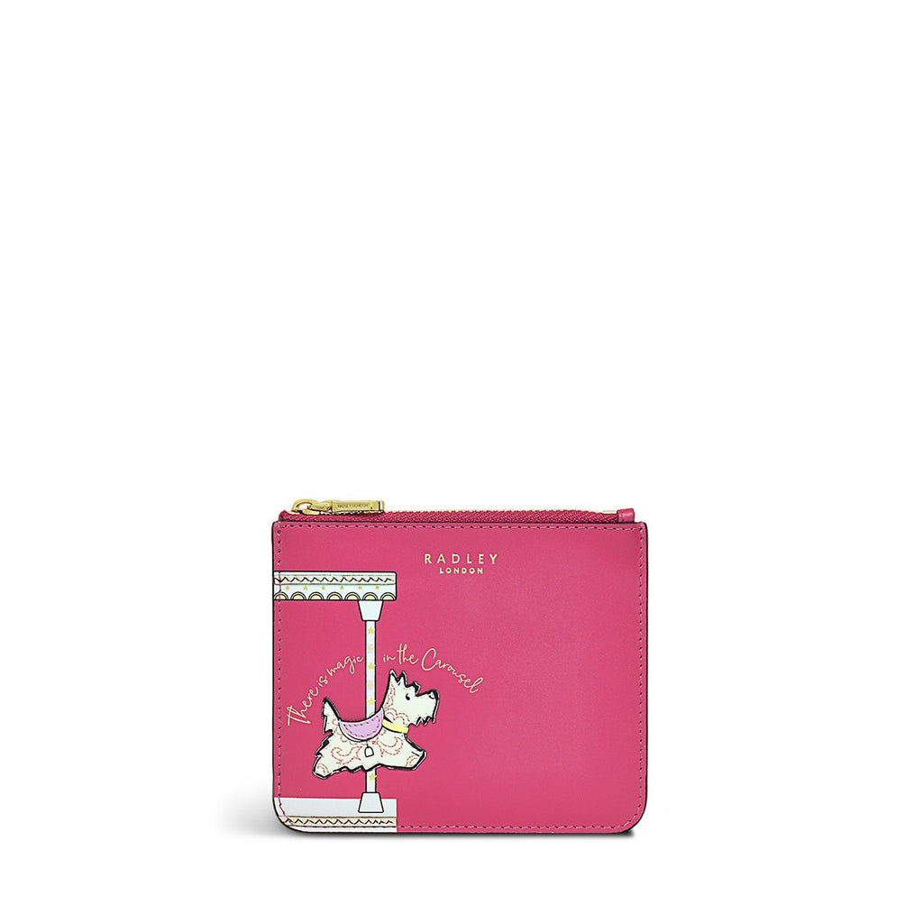 Magic Carousel Leather Small Ziptop Coin Wallet in Coulis - S1318673