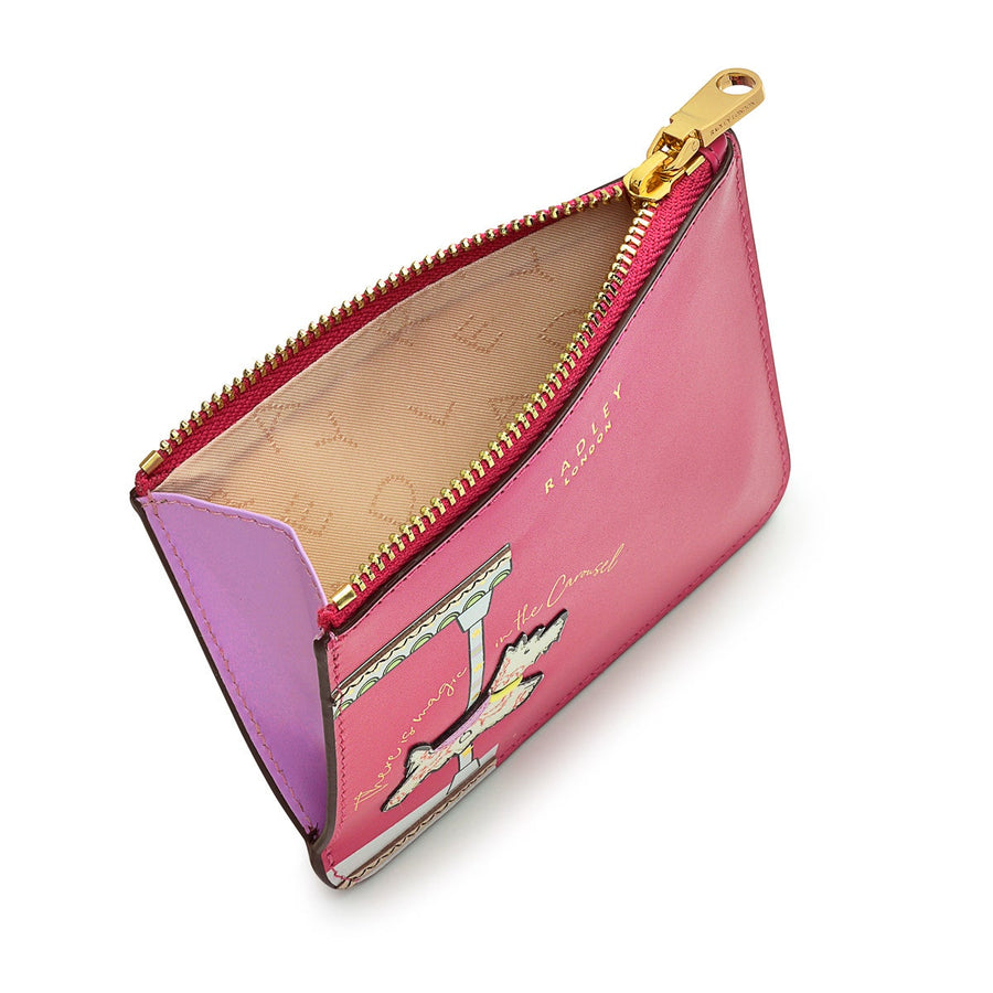 Magic Carousel Leather Small Ziptop Coin Wallet in Coulis - S1318673