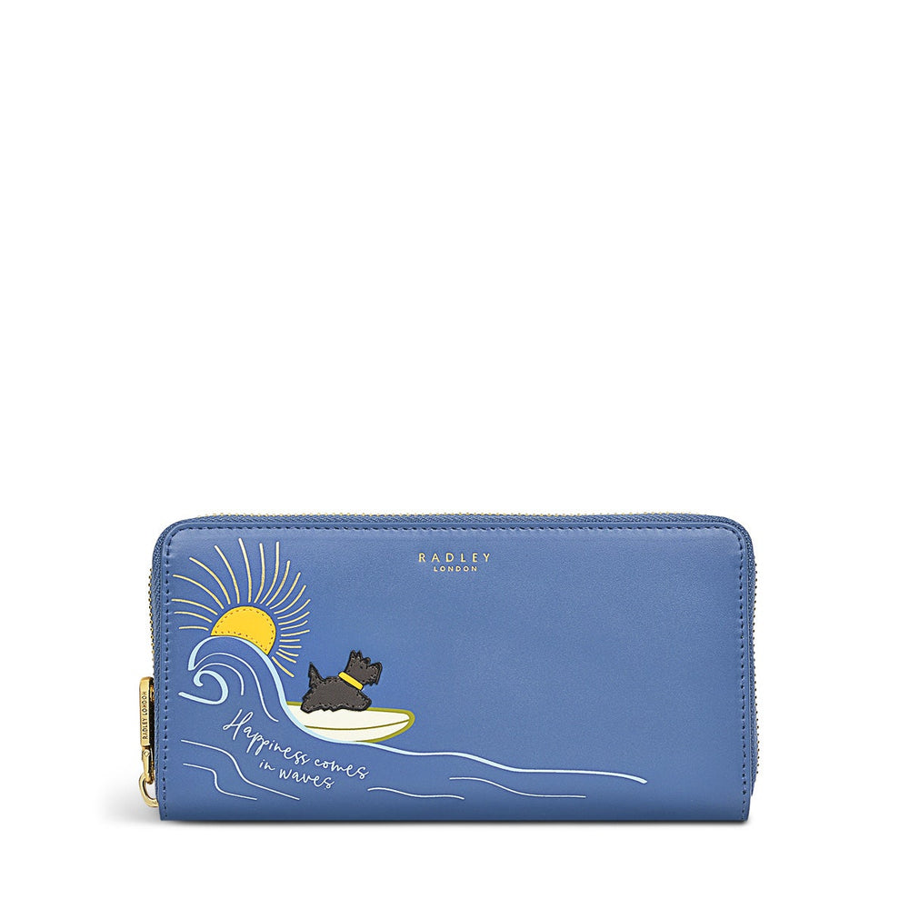 Happiness Comes In Waves Leather Large Zip Around Wallet in Boathouse - S1362476