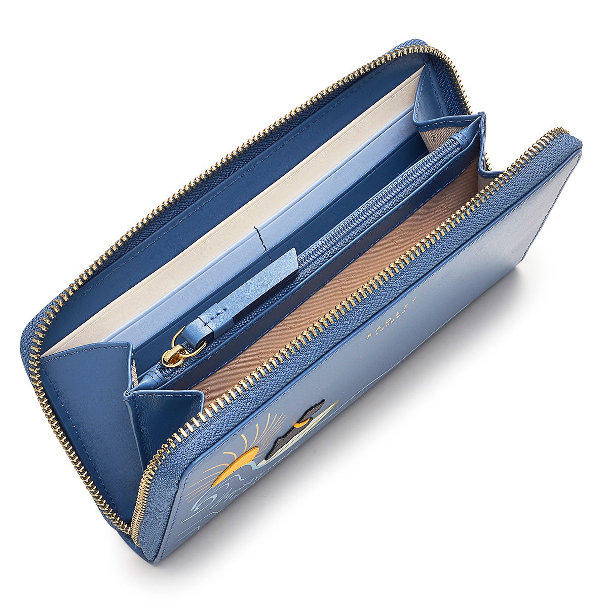 Happiness Comes In Waves Leather Large Zip Around Wallet in Boathouse - S1362476