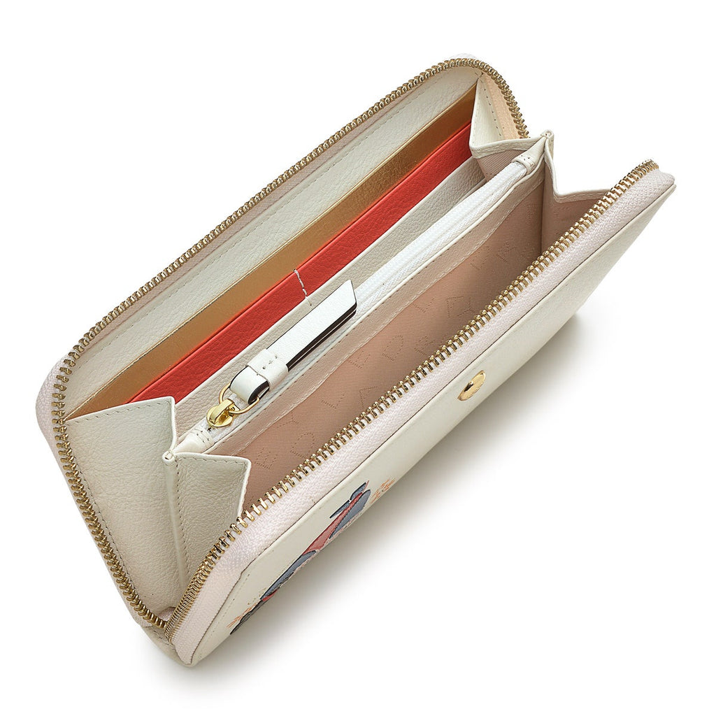 Sail Away Leather Large Zip Around Wallet in Chalk - S1367109