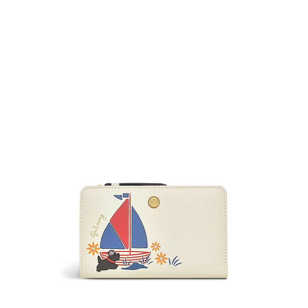Sail Away Leather Medium Bifold Wallet in Chalk - S1368109