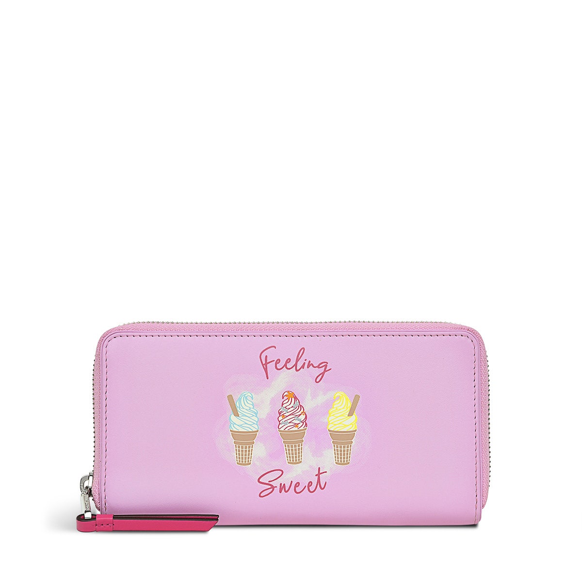 Feeling Sweet Leather Large Zip Around Wallet in Sugar Pink - S1496679