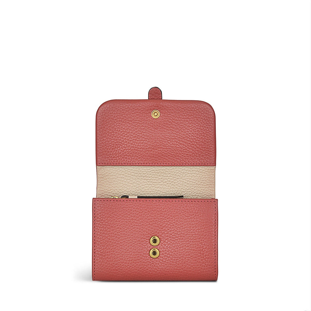 Lulworth Road Leather Medium Flapover Wallet in Copper Pink - S1821618