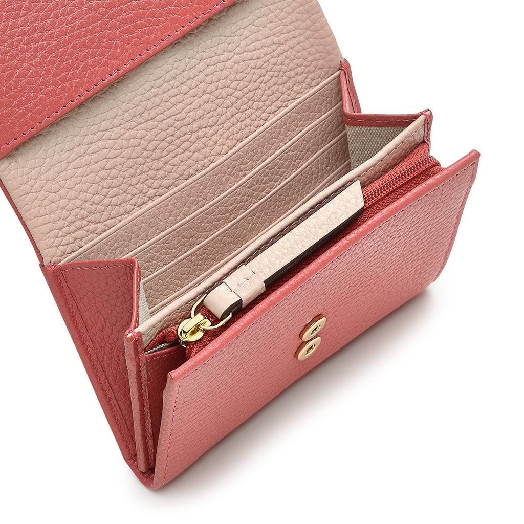 Lulworth Road Leather Medium Flapover Wallet in Copper Pink - S1821618