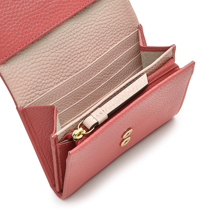 Lulworth Road Leather Medium Flapover Wallet in Copper Pink - S1821618
