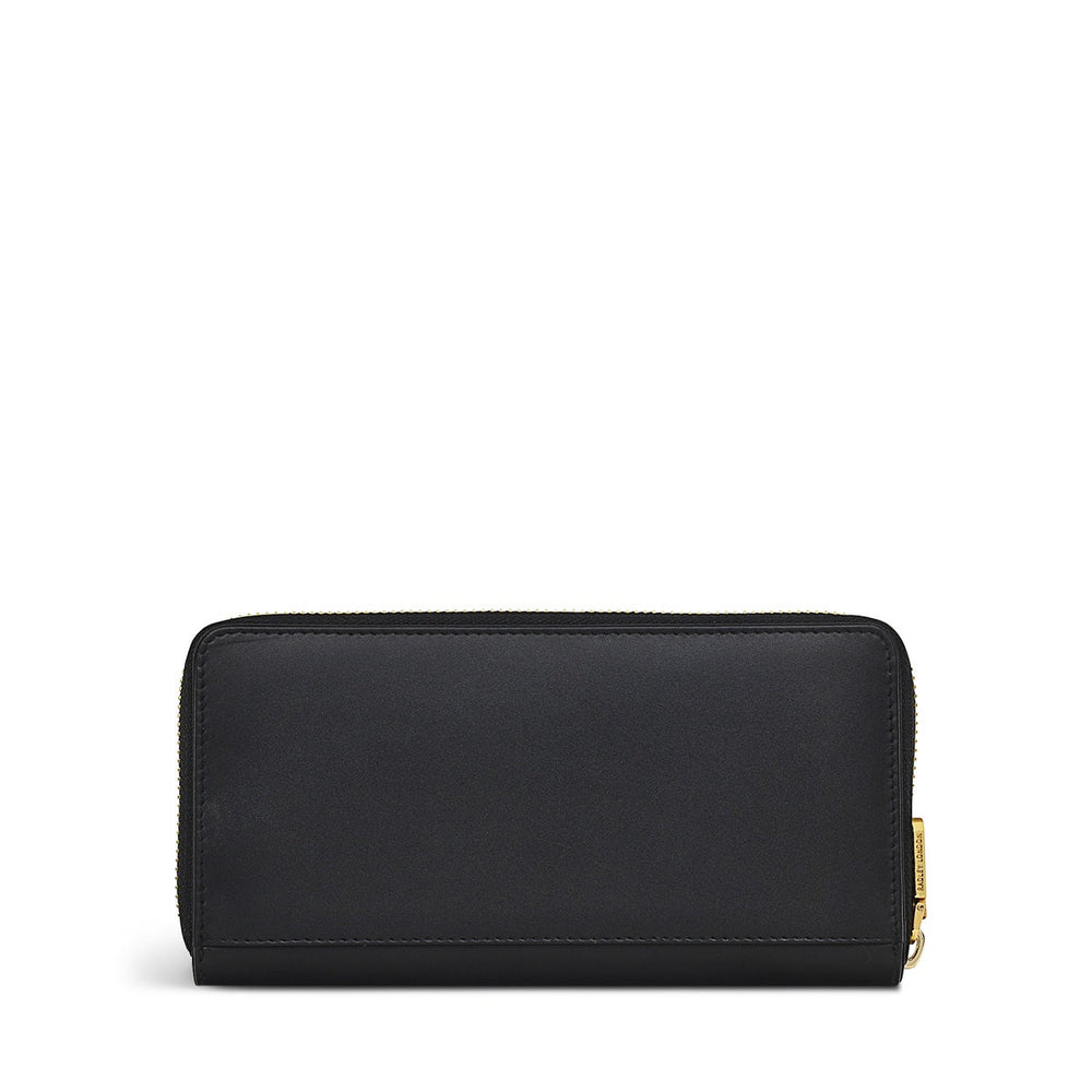 Butterfly Leather Large Zip Around Wallet in Black - S1866001