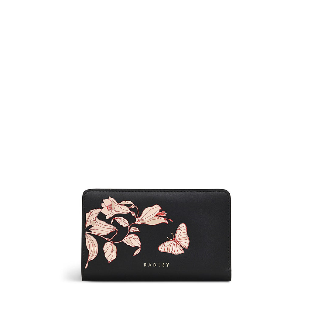 Butterfly Leather Medium Bifold Wallet in Black - S1868001