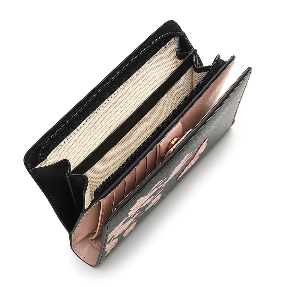 Butterfly Leather Medium Bifold Wallet in Black - S1868001