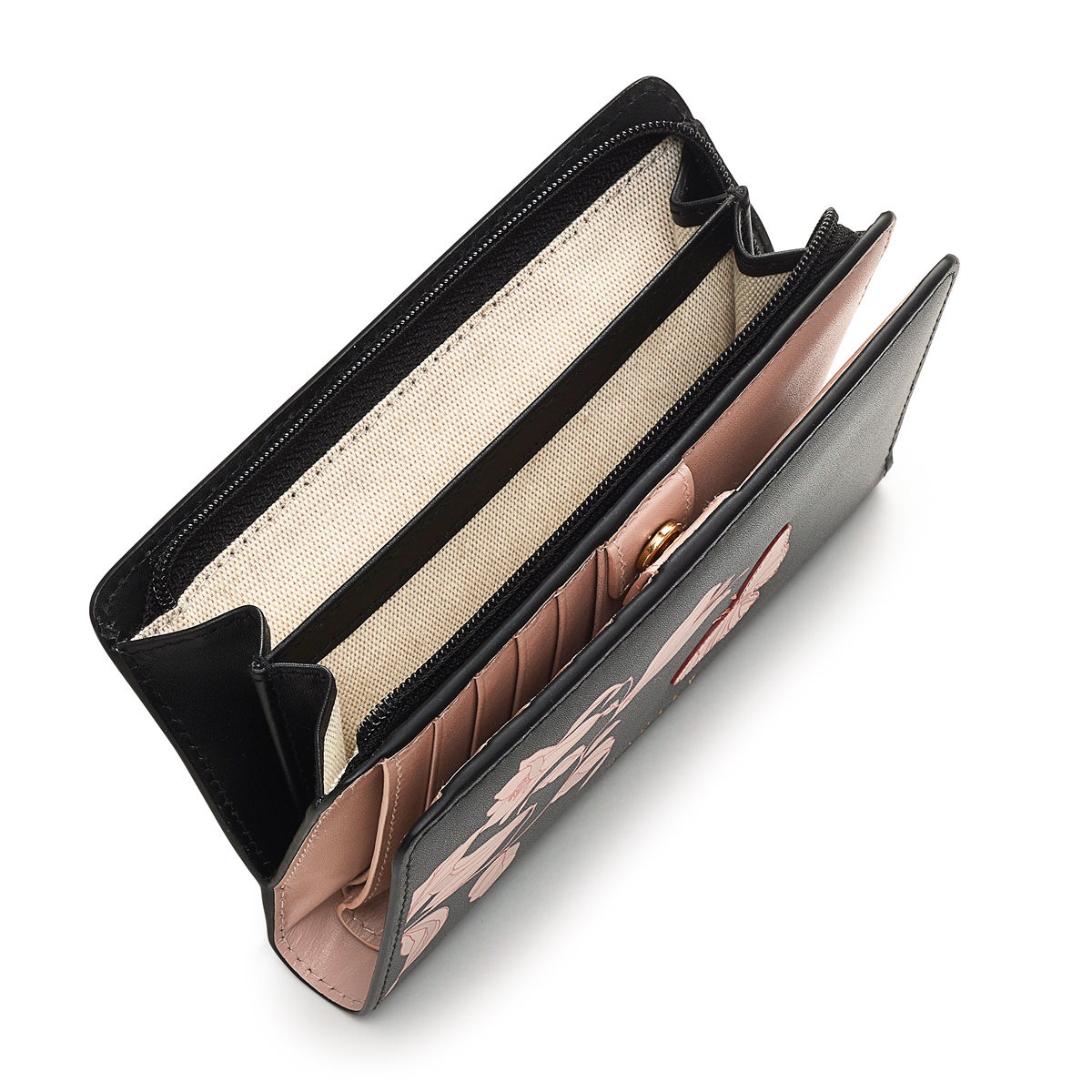 Butterfly Leather Medium Bifold Wallet in Black - S1868001