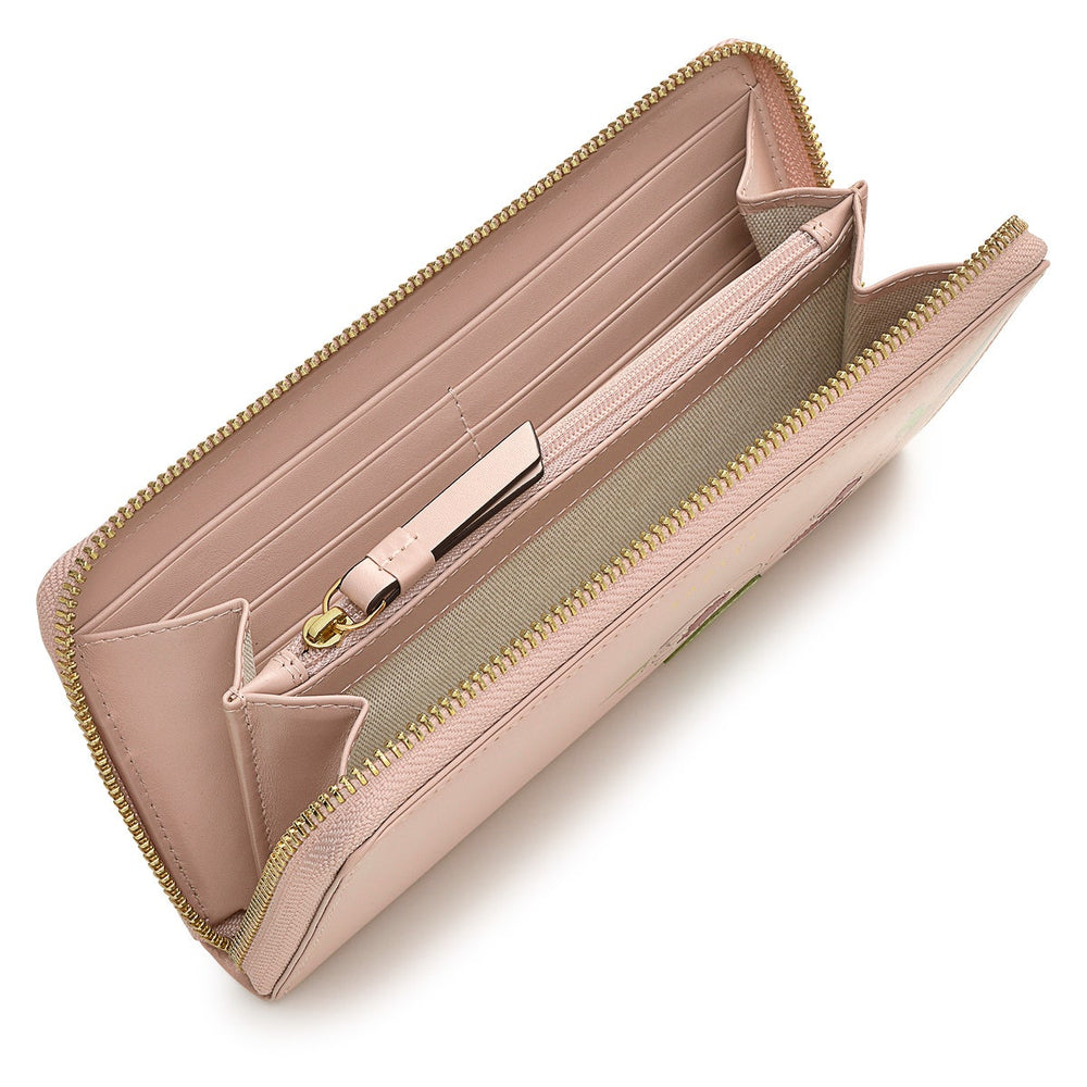 Wild Roses Leather Large Zip Around Wallet in Prairie Pink - S1874688