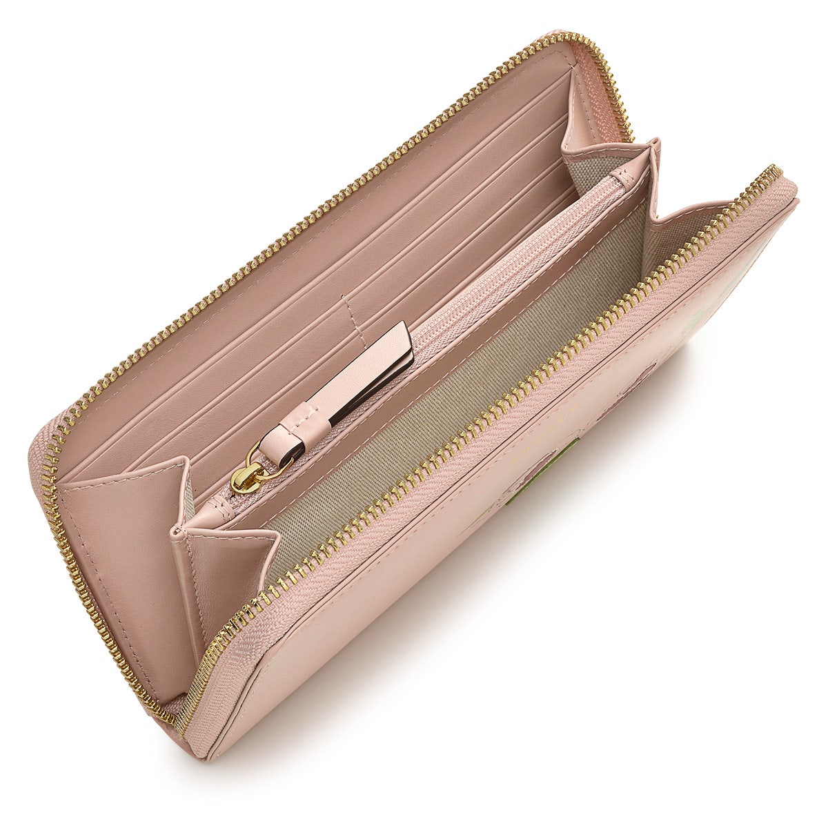 Wild Roses Leather Large Zip Around Wallet in Prairie Pink - S1874688