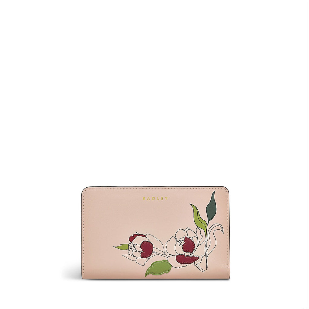 Wild Roses Leather Medium Bifold Wallet in Prairie Pink - S1876688